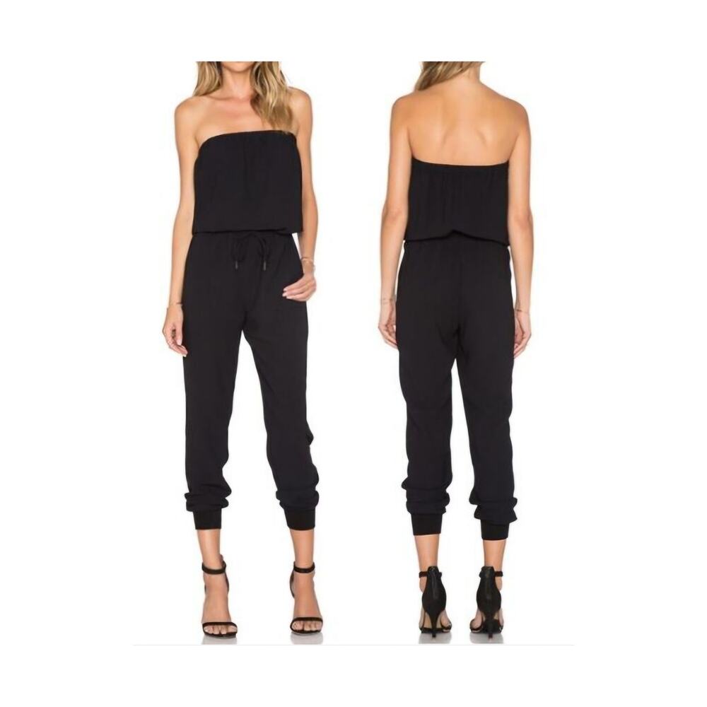 JOIE Strapless Jogger Fit Jumpsuit Cinch Waist Black Size XS